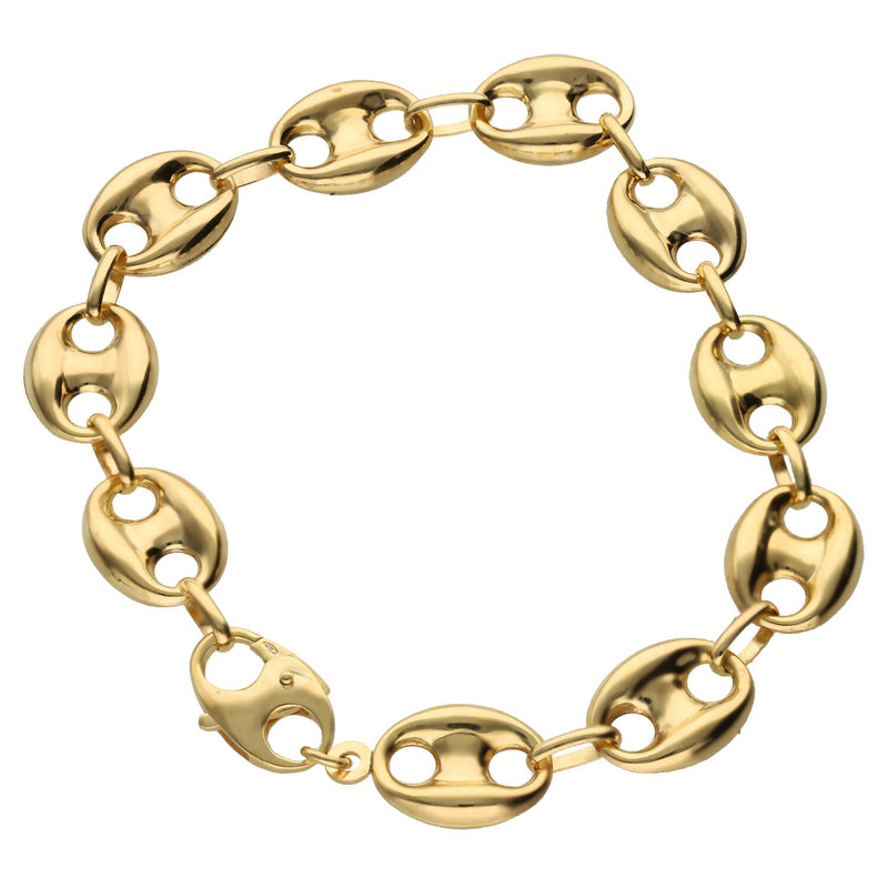 14K Gold Puff Mariner Bracelet - Real Yellow Gold Chain ✨