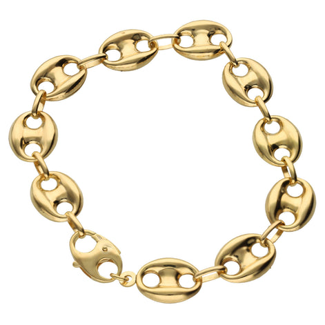 14K Gold Puff Mariner Bracelet - Real Yellow Gold Chain ✨