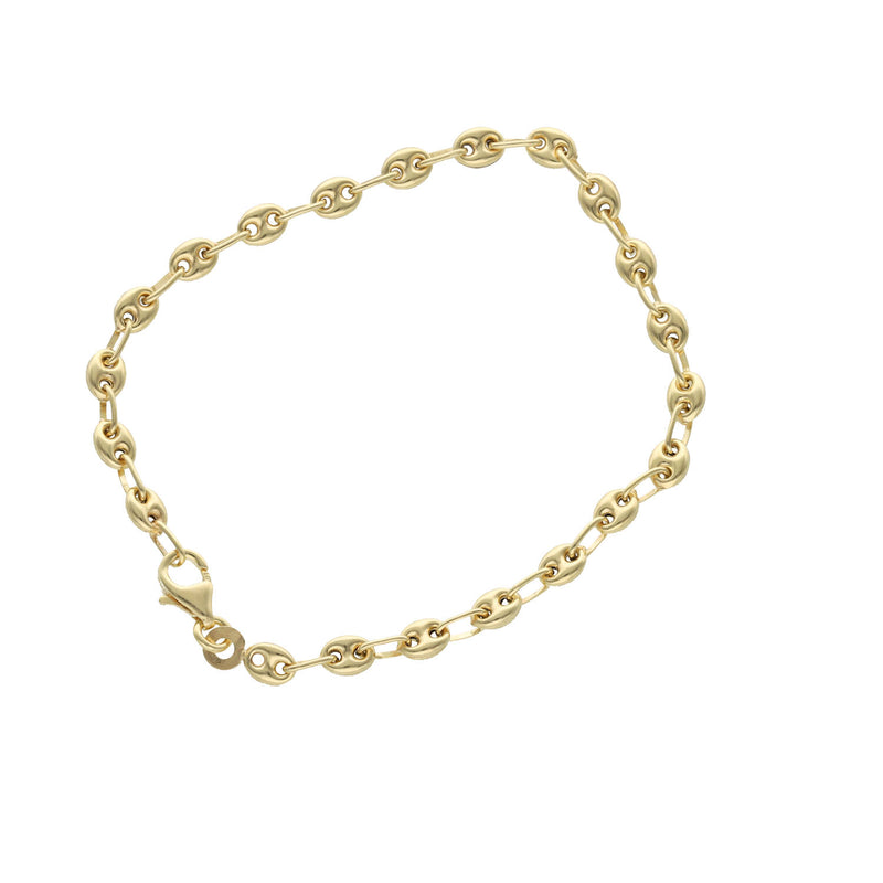 14K Gold Puff Mariner Bracelet - Real Yellow Gold Chain ✨