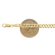5 MM Curb Gold 14k Anklet on top a 25 cent USA coin to observe the size