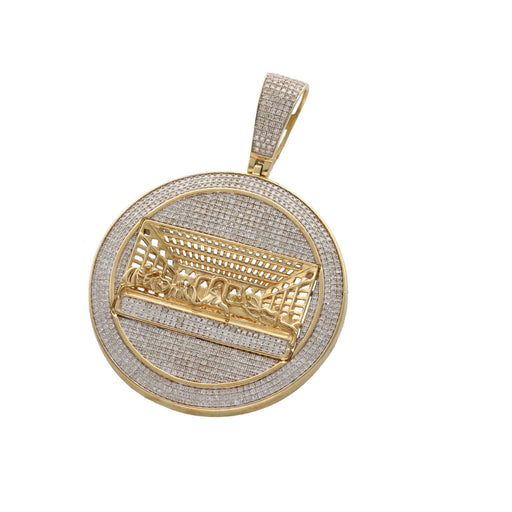 10K yellow gold Last Supper pendant with 4.25 carat natural diamonds front view