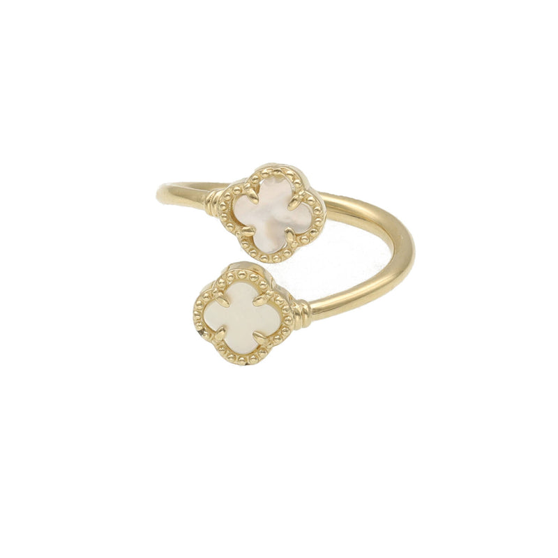 14 Karat Gold Mother of Pearl Double Clover Ring W:3