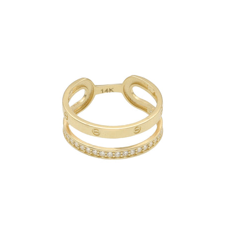 14 Karat Gold & cz Double Fancy band