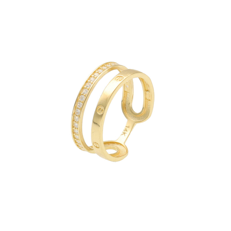 14 Karat Gold & cz Double Fancy band
