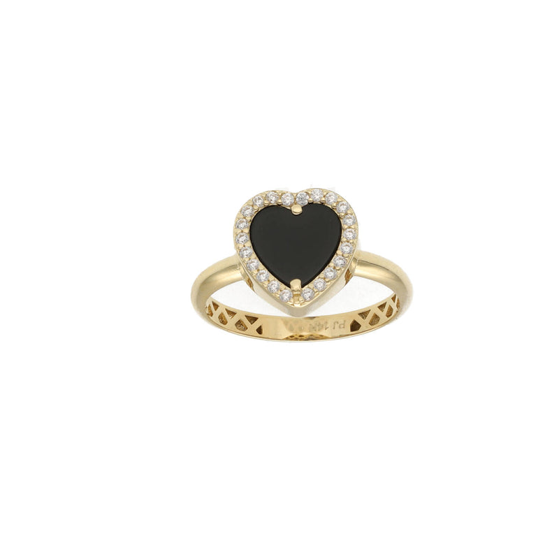 14 Karat & Onyx Heart Ring