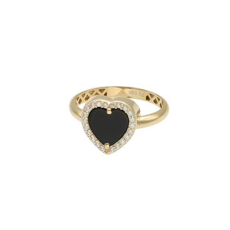 14 Karat & Onyx Heart Ring