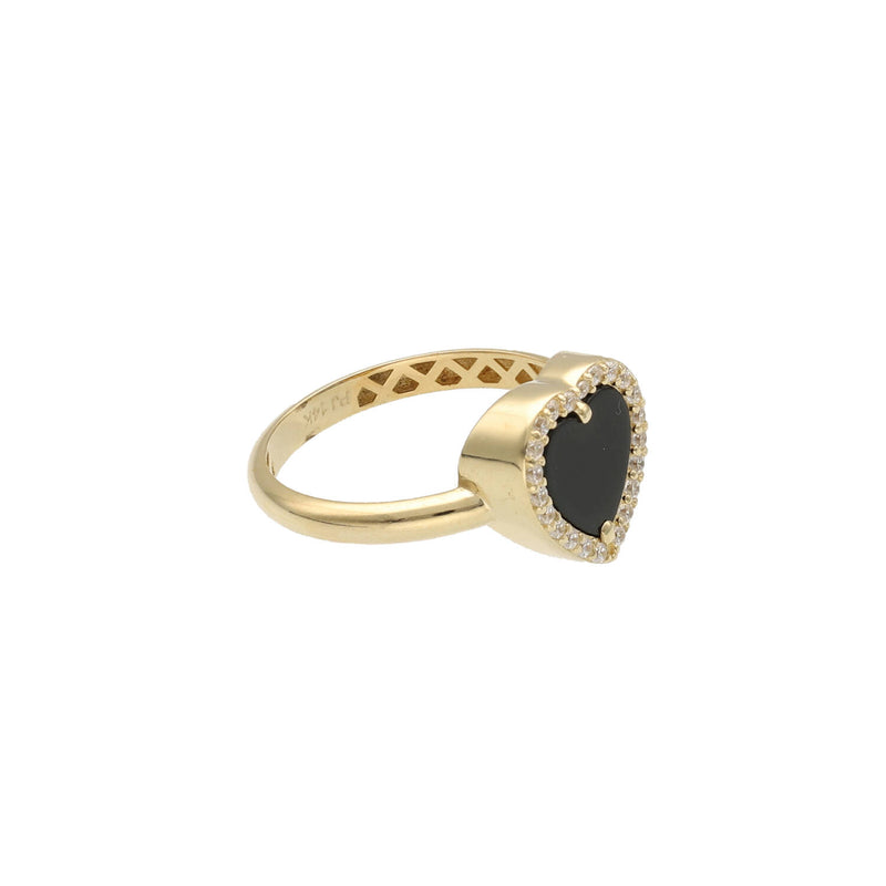 14 Karat & Onyx Heart Ring