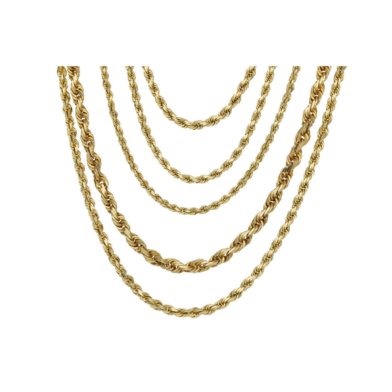 Fine Rope Chain 10 Karat Real Solid Gold Rope Chains - Fine Jewelry – Veka Jewelry
