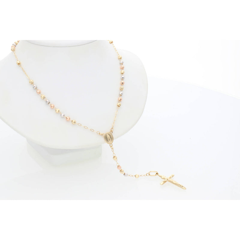 10K Gold  Three Tone Rosary 2.4 mm