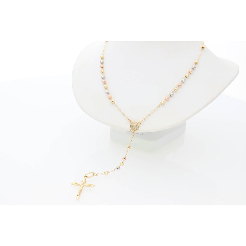 10K Gold  Three Tone Rosary 2.4 mm