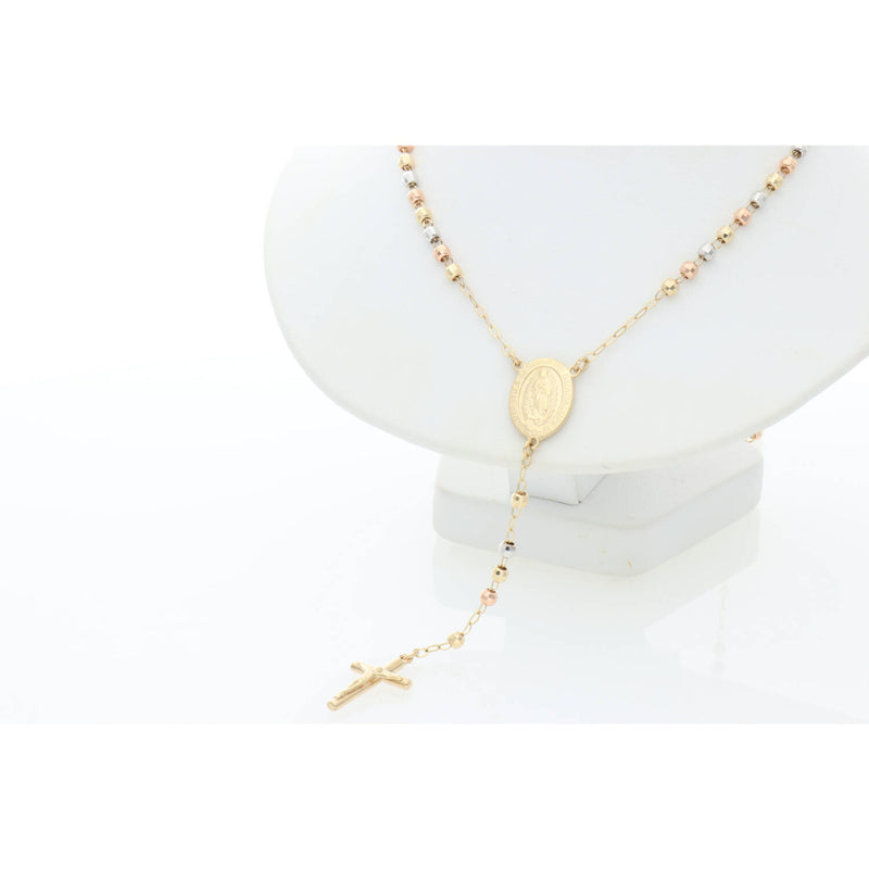 10K Gold  Three Tone Rosary 2.4 mm