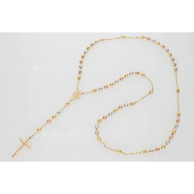 10 Karat Gold Three Tone Handmade Rosary