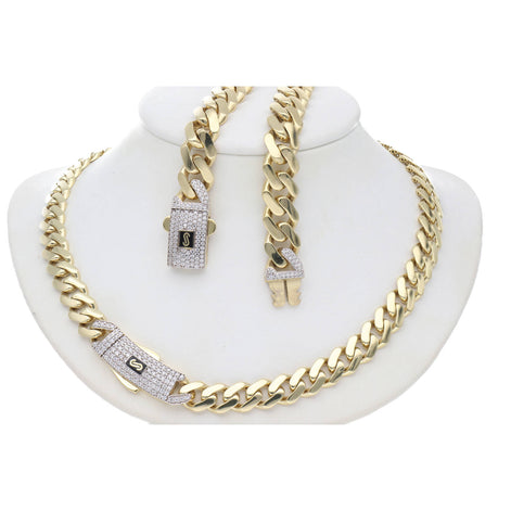 10 Karat Gold & CZ Monaco Chain & Bracelet 8 mm