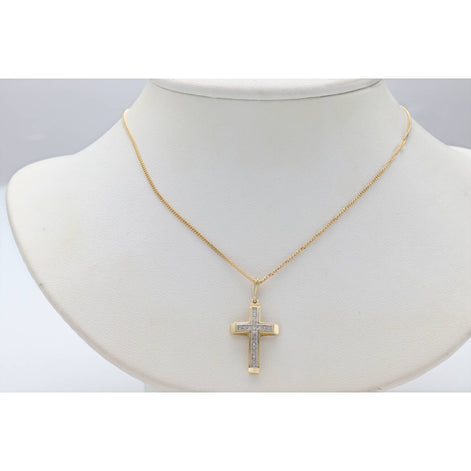 10 Karat Gold Box Chain & Diamond Cross