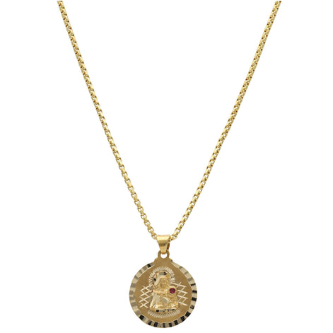 10 karat Gold Featuring a St Barbara Medal with some diamond cut accents. 