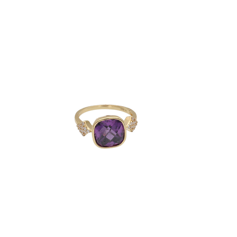 Purple Stone Woman 14k Gold Ring