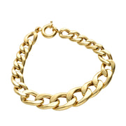 14K gold Miami Cuban link bracelet double width 7mm on white background
