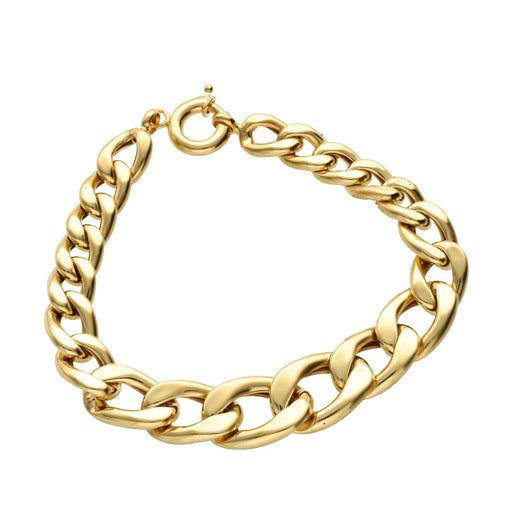 14K gold Miami Cuban link bracelet double width 7mm on white background