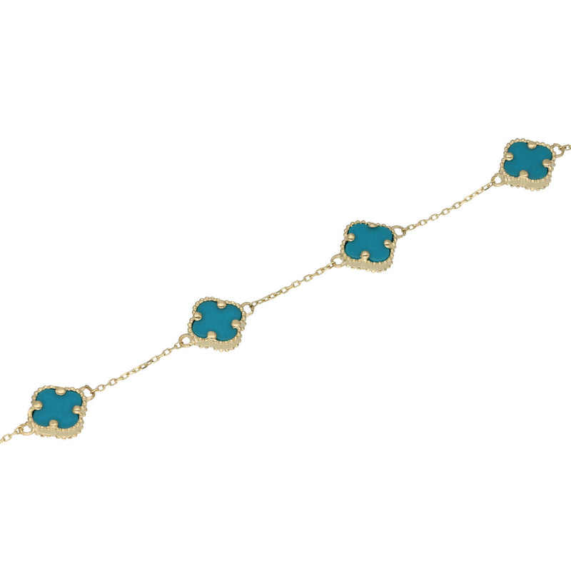 10 Karat Gold Turquoise Flower Necklace