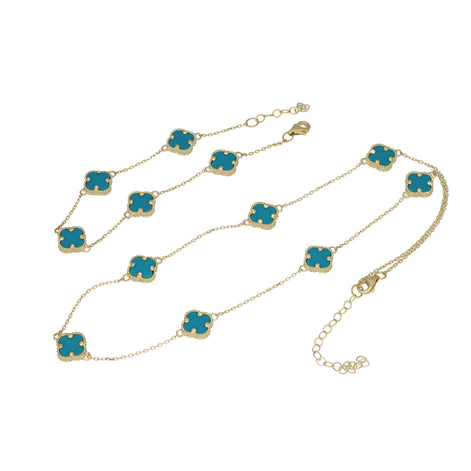 10 Karat Gold Turquoise Clower Set