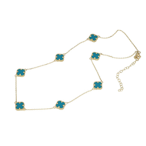 10 Karat Gold Turquoise Flower Necklace