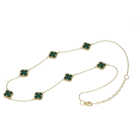 10 Karat Gold Malachite Flower Necklace