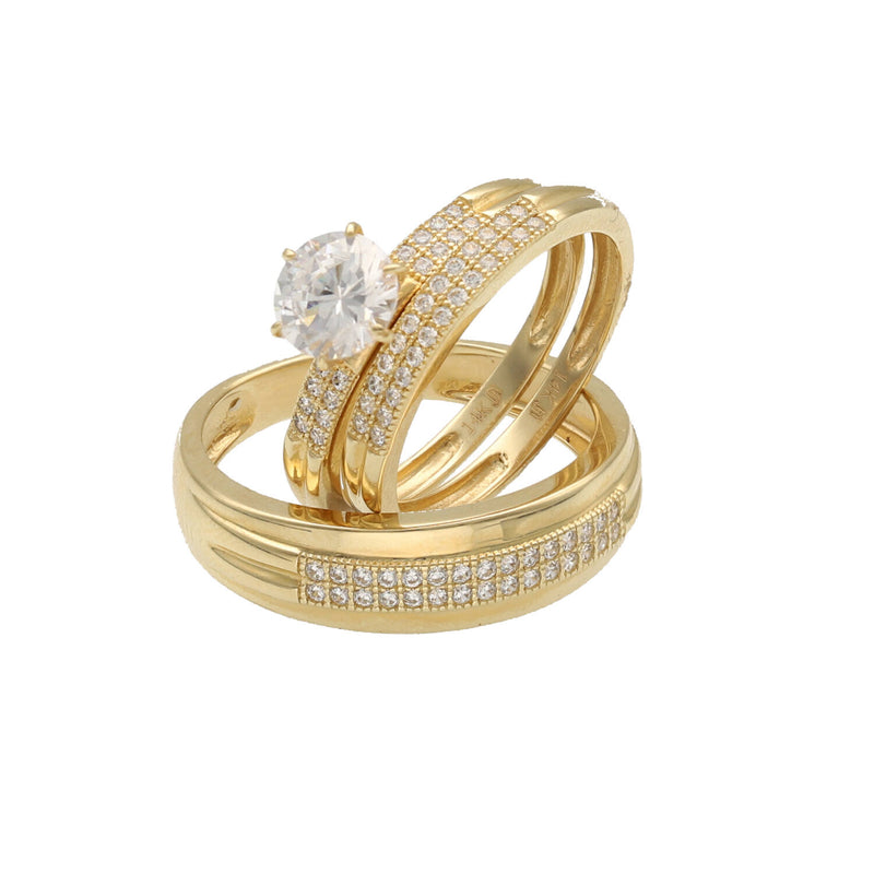 14 Karat Gold & cz Trio Wedding Rings