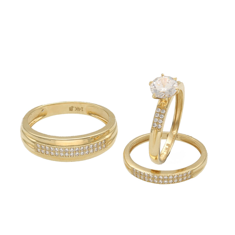 14 Karat Gold & cz Trio Wedding Rings