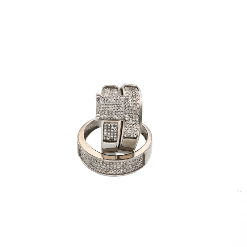 14K White Gold Diamond Trio Wedding Rings