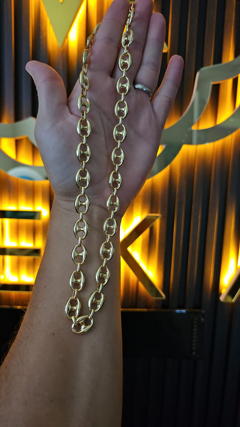 10 Karat Yellow Gold Puffed Mariner 12 mm x 22 inches. W:27g