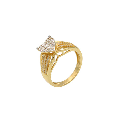 Real Gold Engagement Ring with Cubic Zirconium Clear Stones featuring a beautiful heart on top. Elegant and beautiful design that won’t break the bank! She will love it!
