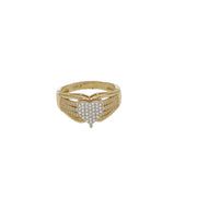 Real Gold Engagement Ring with Cubic Zirconium Clear Stones featuring a beautiful heart on top. Elegant and beautiful design that won’t break the bank! Real Gold only - VEKA JEWELRY