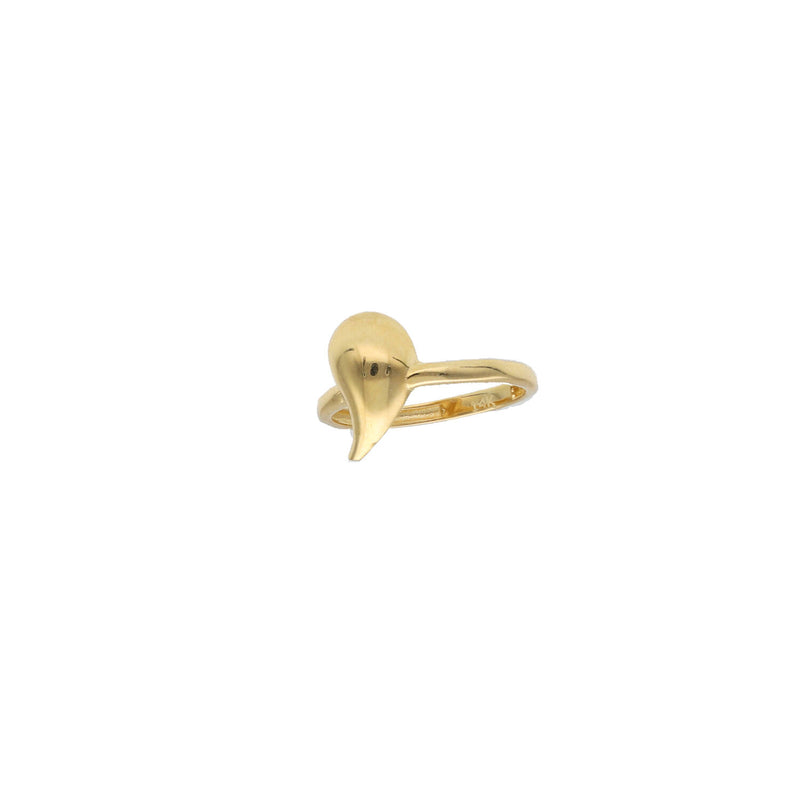 14K Solid Gold Teardrop Ring - Dainty Minimalist Statement Ring for Women