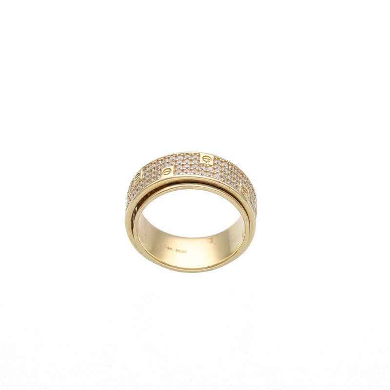 14 Karat Gold Flat Screw Head Spinning Band Ring