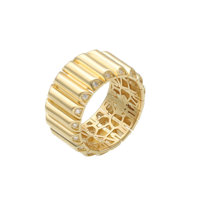 3/4 angle view of 14k gold statement ring highlighting Zirconia stone detailing on fluted edges