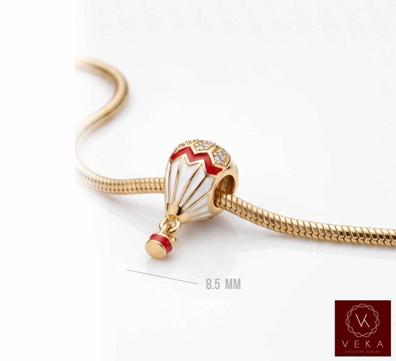 14K Gold Cz Fancy Hot Air Balloon Charm for bracelet.