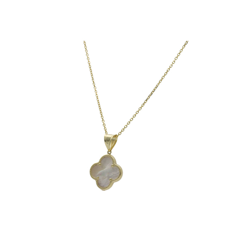 14 Karat Gold Mother Of Pearl Flower Necklace