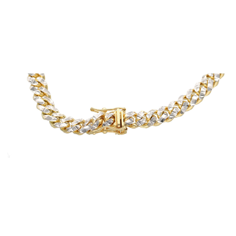14 Karat Gold Diamond Cut Pave Miami Cuban Link Bracelet
