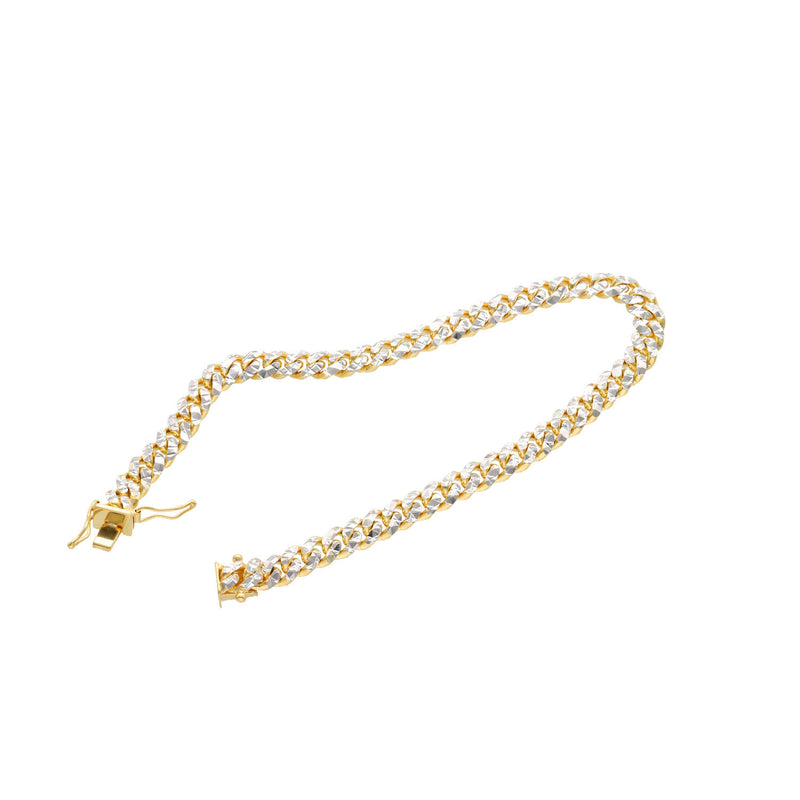 14 Karat Gold Diamond Cut Pave Miami Cuban Link Bracelet