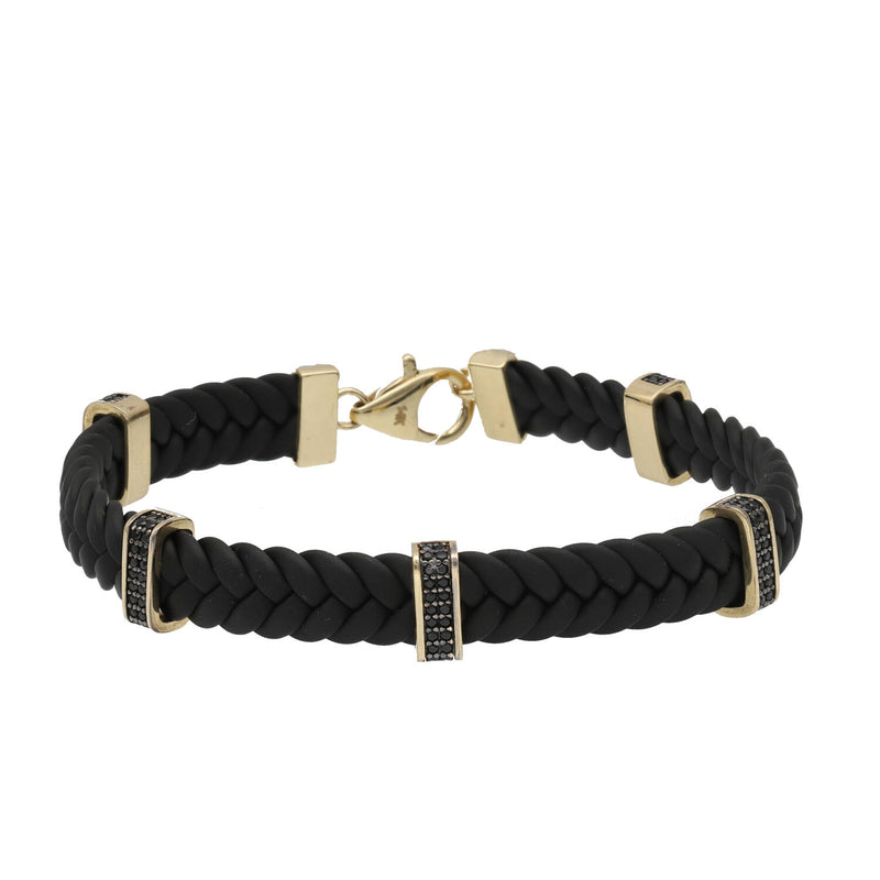 14 Karat Gold CZ Leather Fancy Bracelet
