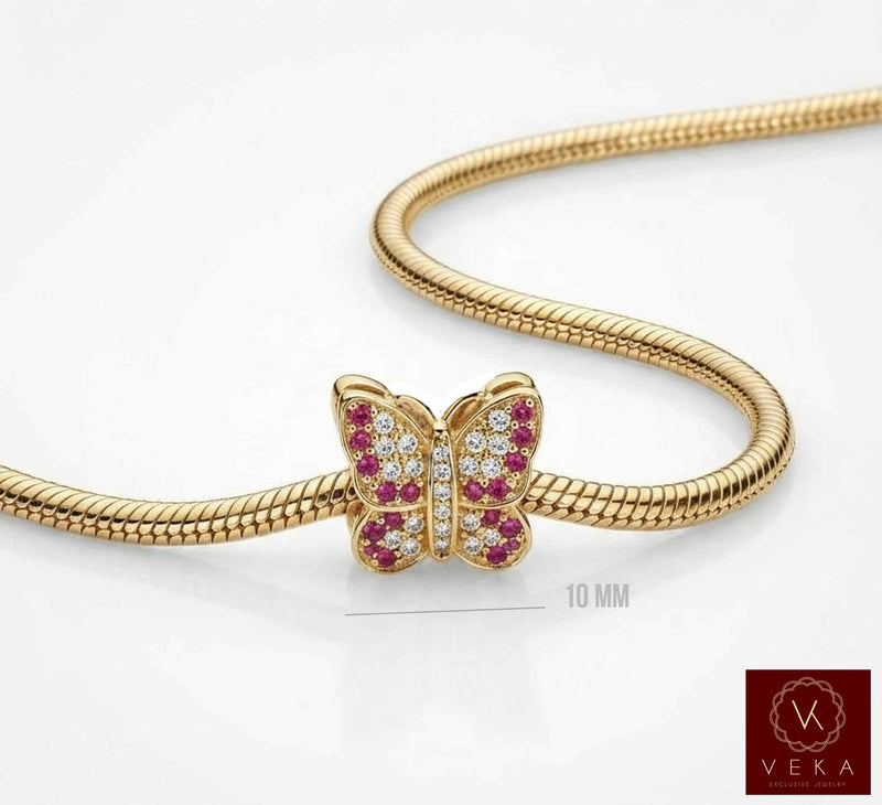 14K Gold & CZ Butterfly Fancy Charm