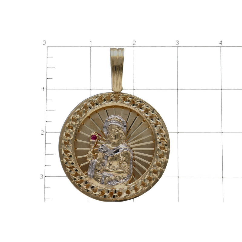 10 Karat Gold Cuban Diamond Cut Santa Barbara Medal