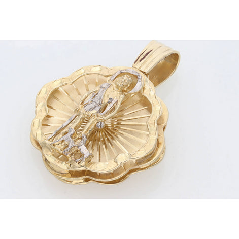 10 Karat Gold Diamond Cut Two Face San Lazaro Santa Barbara Charm