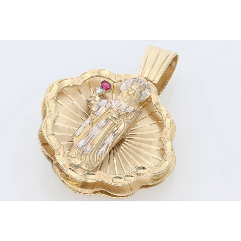10 Karat Gold Diamond Cut Two Face San Lazaro Santa Barbara Charm