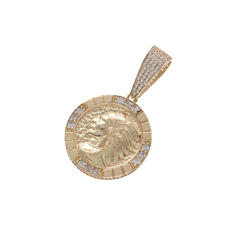 10 Karat Gold Cz Indian Medal