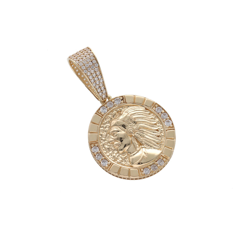 10 Karat Gold Cz Indian Medal