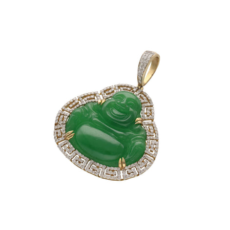 10 Karat Gold 1.60ctw Diamond  Buddha Jade  Charm