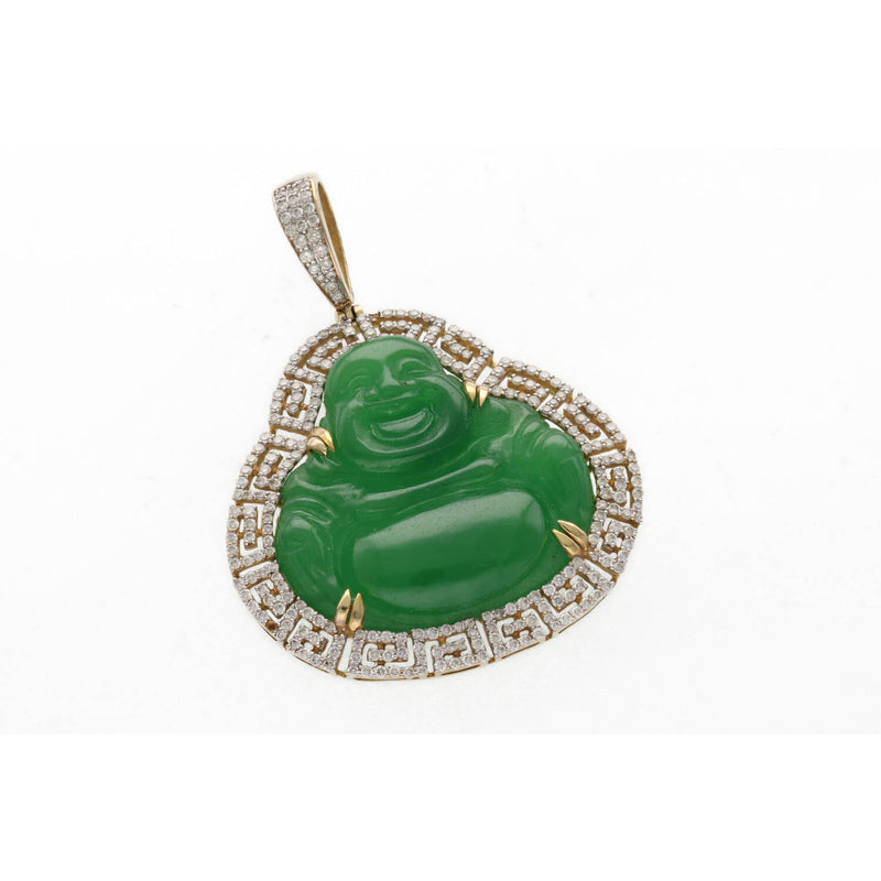 10 Karat Gold 1.60ctw Diamond  Buddha Jade  Charm
