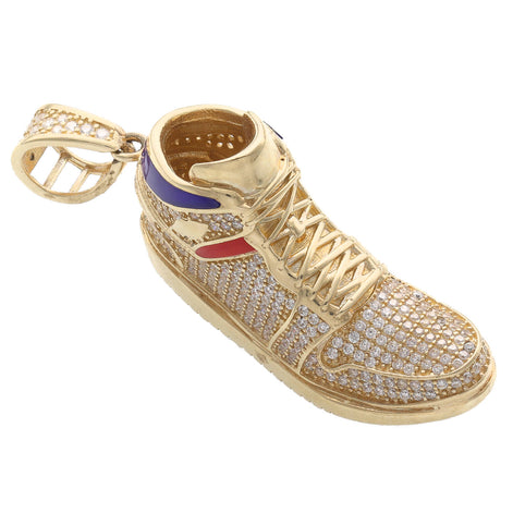14 Karat Gold & Cz Blue Red Sneakers Shoe Charm