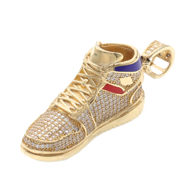 14 Karat Gold & Cz Blue Red Sneakers Shoe Charm